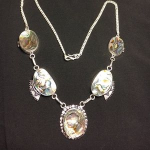 Silver and Abalone shell necklace + free gift!